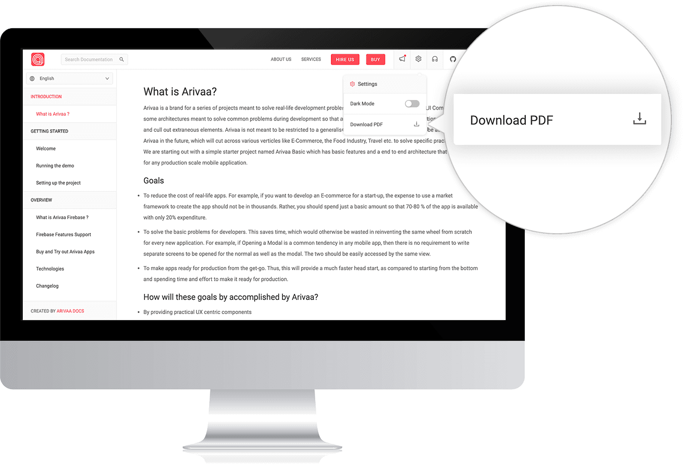Export full or partial content as PDF file
